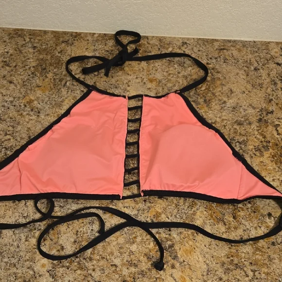 PINK Victoria's Secret Black and Pink Strappy Two Piece Swimsuit - Picture 6 of 6